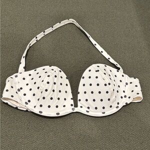 Reformation White and Black Polka Dot Bikini Top